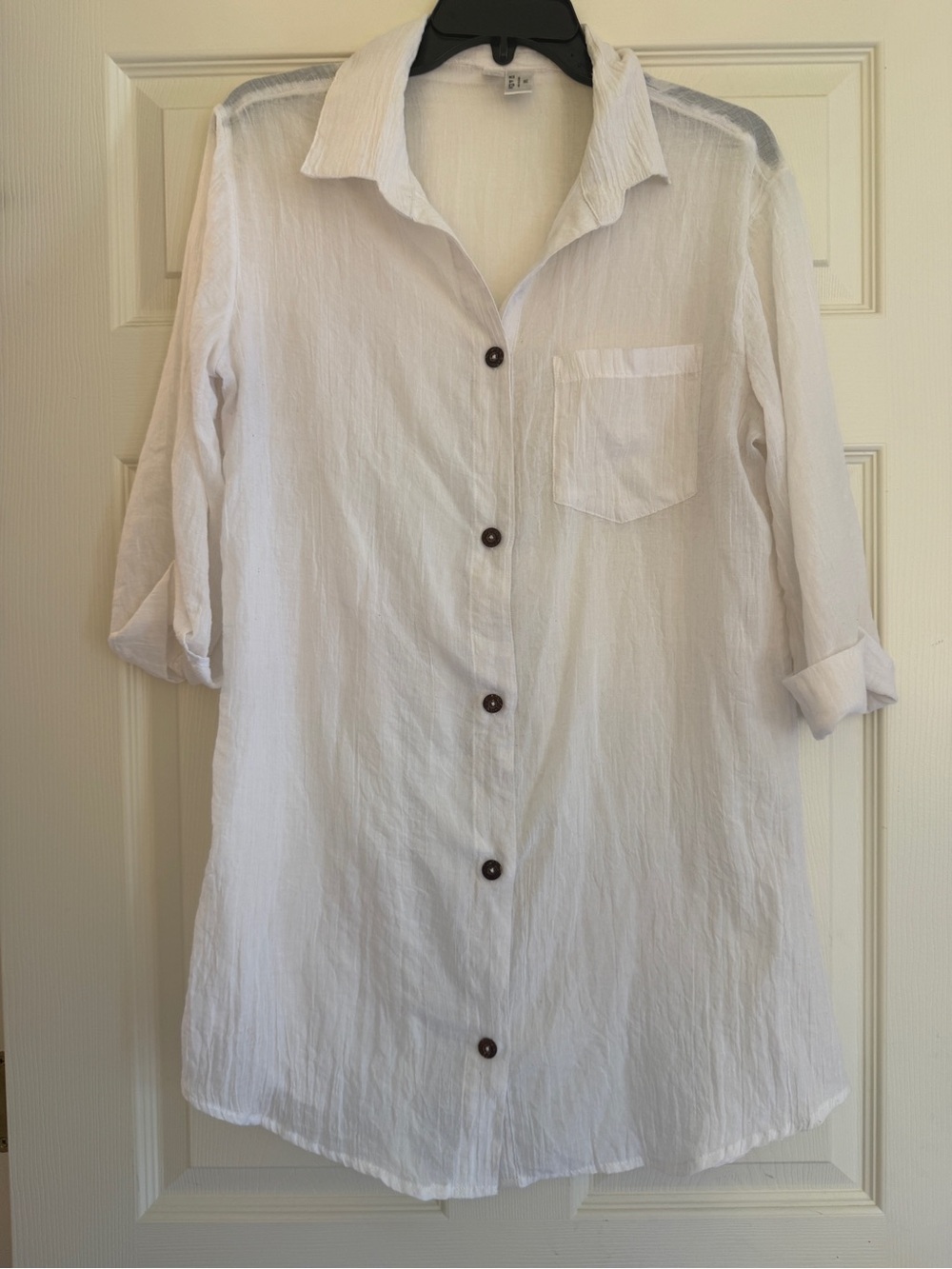 a.n.a Gauze like white Button-Up Top